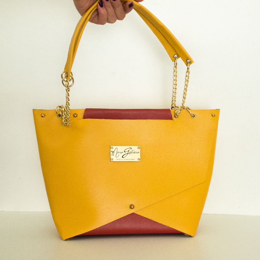 Shopping Bag gialla : vera pelle saffiano | Donna