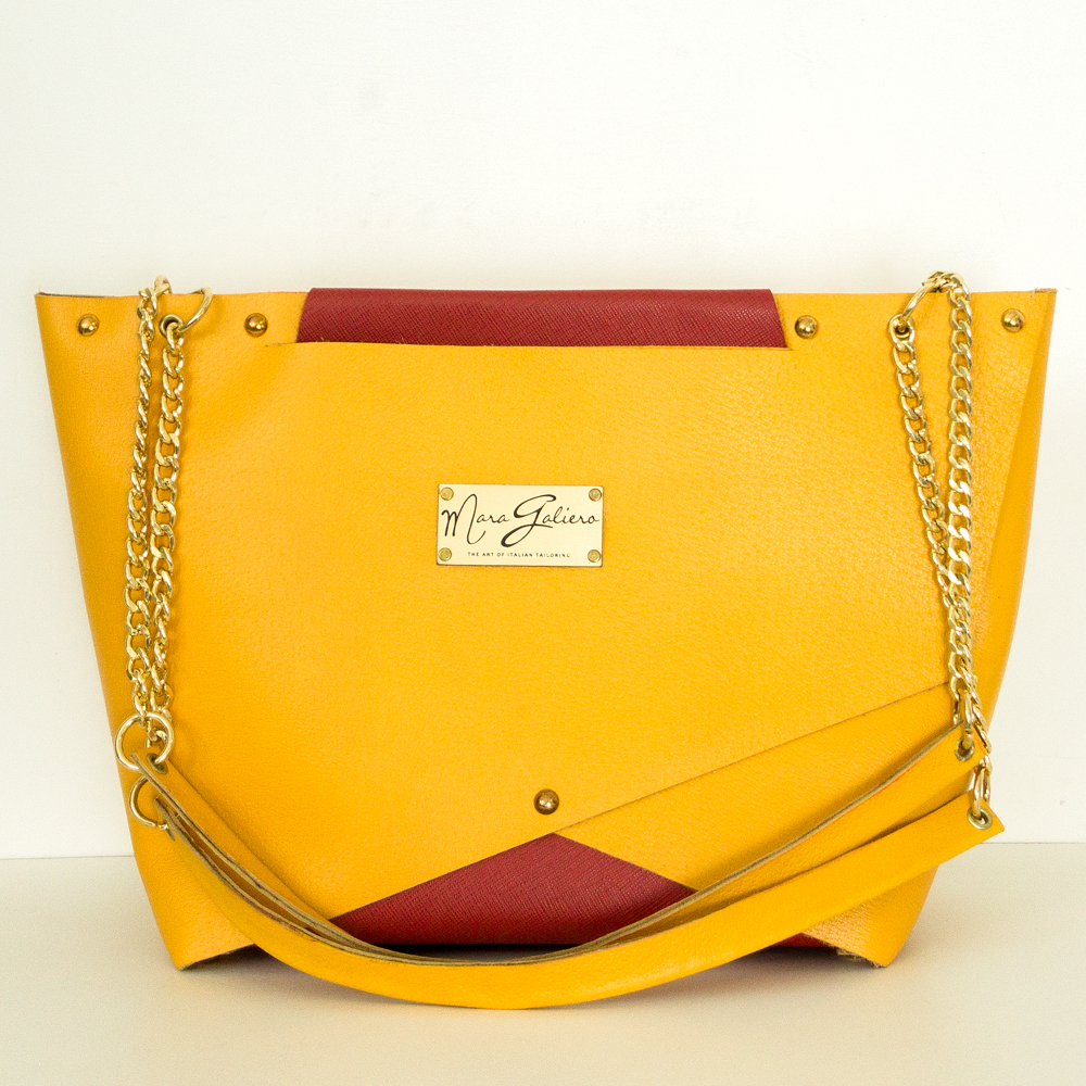 Shopping Bag gialla : vera pelle saffiano | Donna